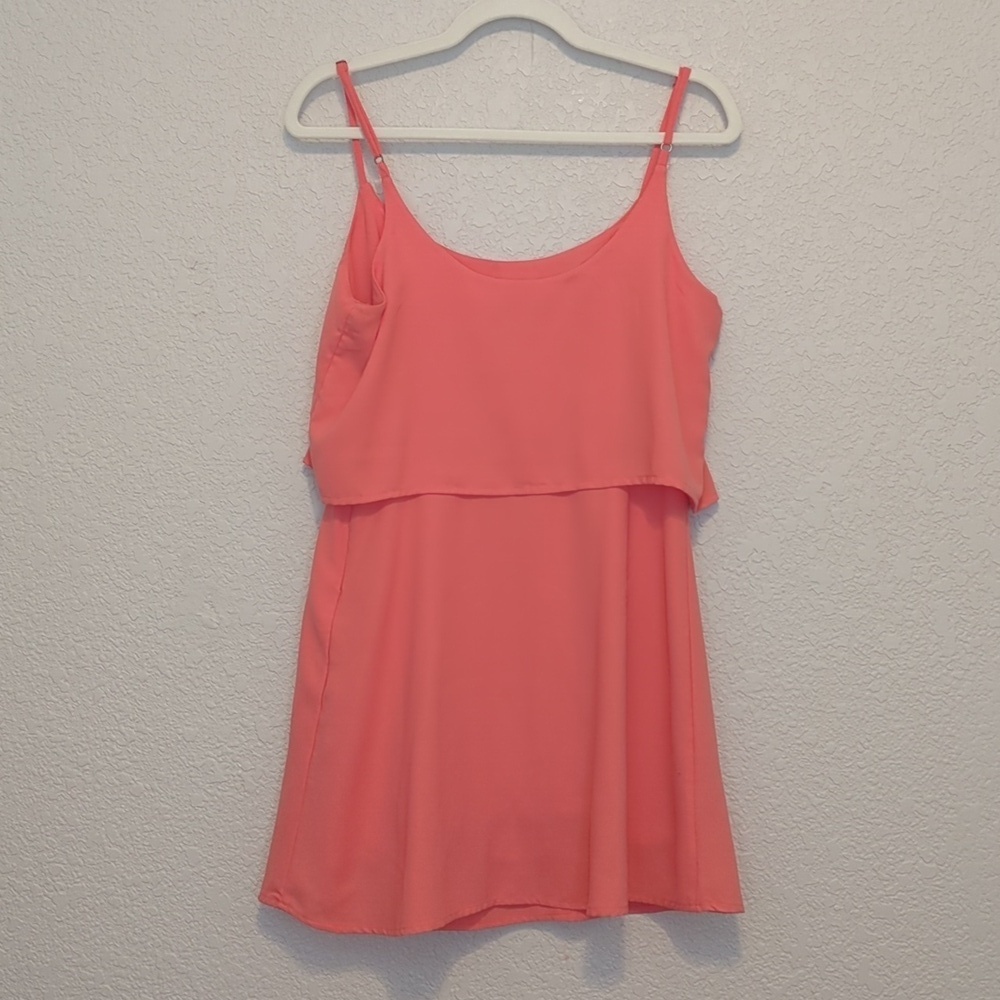 Abercrombie & Fitch coral pink tiered sleeveless mini dress - Picture 11 of 11